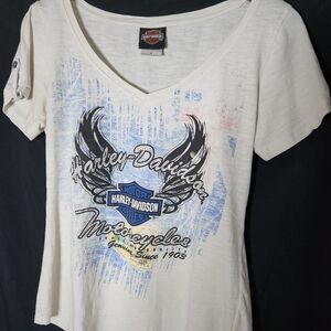 Harley-Davidson Women's Cream Graphic Top